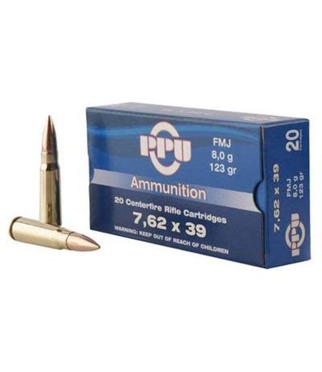 PPU 7.62X39 CAL 123GR (FMJ) (20 CARTRIDGES)