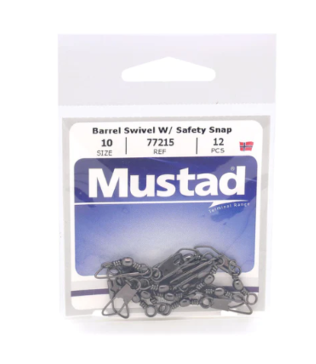 MUSTAD BARREL SWIVEL W/SAFETY SNAP