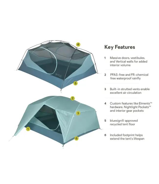 NEMO AURORA 3-PERSON BACKPACKING TENT WITH FOOTPRINT - FROST/SILT