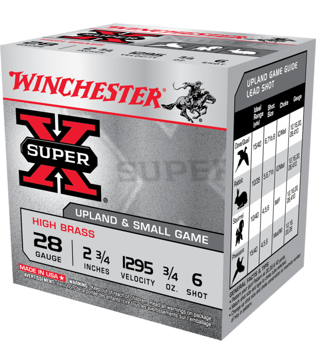 WINCHESTER 28 GAUGE - 2.75" - #6 SHOT 3/4 OZ - UPLAND & SMALL GAME (25 SHOTSHELLS)