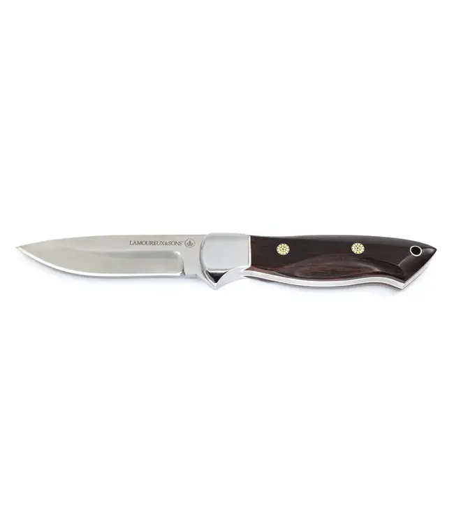 LAMOUREUX & SONS ANTICOSTI COCOBOLLO HUNTING KNIFE - 4" FIXED BLADE W/SHEATH