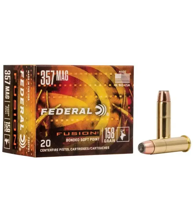 FEDERAL .357 MAG(SP) 158GR FUSION PISTOL AMMO (20 CARTRIDGES)