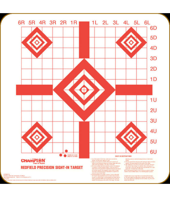 CHAMPION REDFIELD PRECISION SIGHT-IN TARGET - 16"X16" (10 PACK)