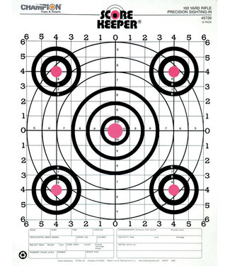 CHAMPION CHAMPION SCORE KEEPER ORANGE & WHITE BULL TARGETS - 8.5"X11" (12 PACK)