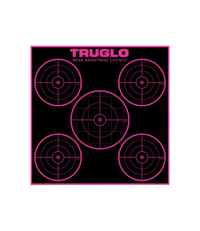 TRUGLO TRU-SEE TARGETS - 5-BULL PINK 12"X12" (6 PACK)