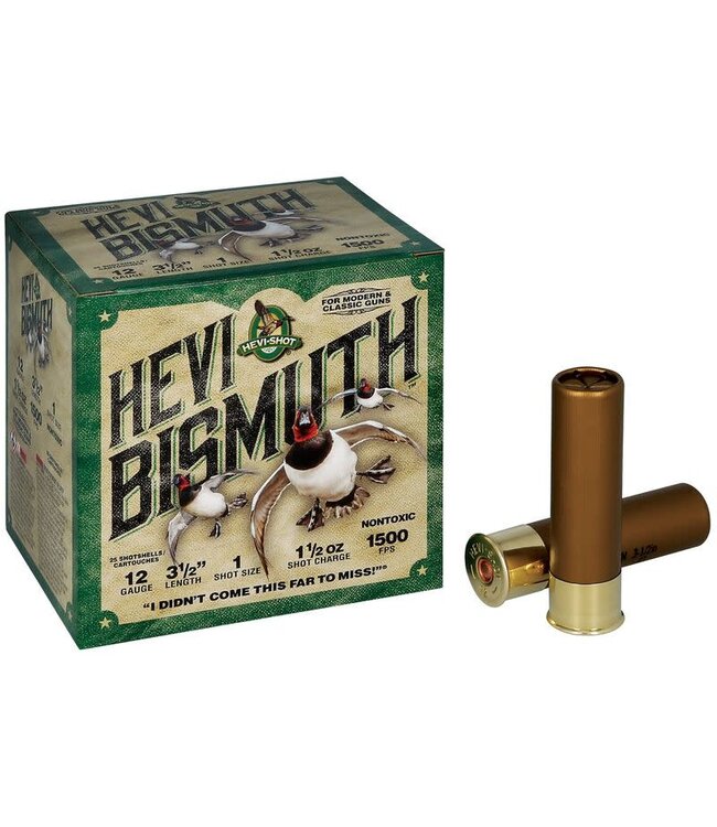 HEVI-SHOT 12 GAUGE 3.5" - 1.5 OZ #1 SHOT HEVI-BISMUTH (25 SHOTSHELLS)