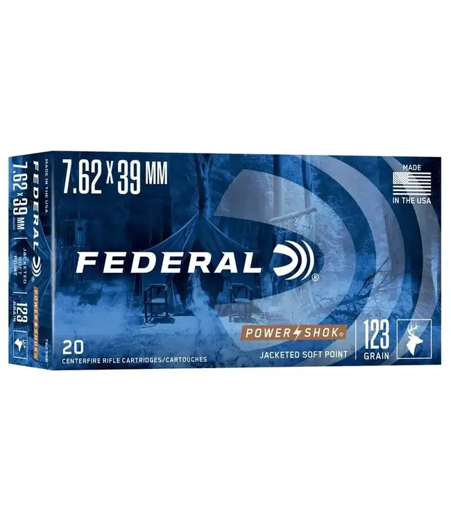 FEDERAL 7.62X39 - 123GR (SP )POWER-SHOK RIFLE (20 CARTRIDGES)