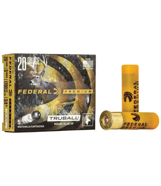 FEDERAL 20 GAUGE - 3/4 OZ - 3" TRUBALL RIFLED SLUG (5 SHOTSHELLS)
