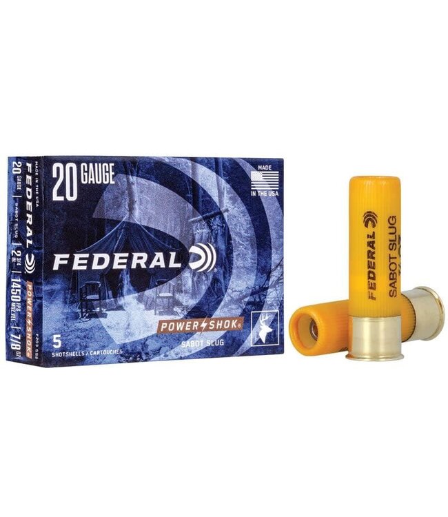 FEDERAL 20 GAUGE - 7/8 OZ - 2 3/4" - SABOT SLUG POWER SHOK (5 SHOTSHELLS)