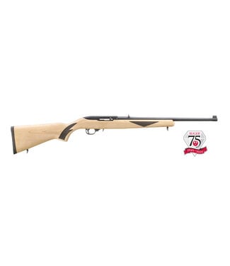 RUGER RUGER 10/22 - 75TH ANNIVERSARY SPORTER SEMI-AUTO RIFLE (10 ROUND) .22LR - NATURAL FINISH HARDWOOD W/BLACK CHECKERING - 18.5" BARREL