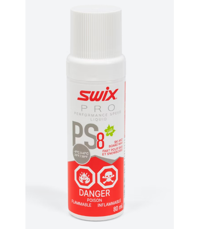 SWIX PS8 (-4°C/+4°C) RED LIQUID GLIDE SKI WAX - 80ML