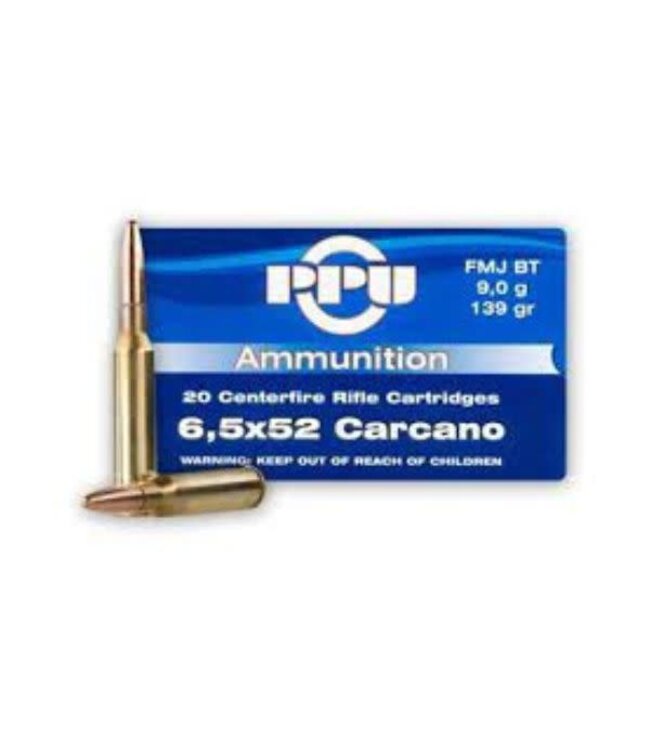 PRVI 6.5X52 - 139GR(FMJBT) CARCANO (20 ROUNDS)