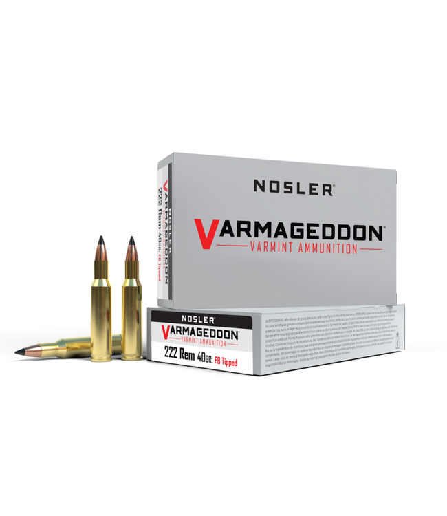 NOSLER 222 REM 40GR (FB TIPPED) VARMAGEDDON (20 CARTRIDGES)