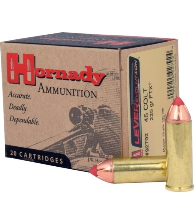 HORNADY LEVEREVOLUTOIN PISTOL AMMO .45 COLT - 225GR(FTX) (20 CARTRIDGES)