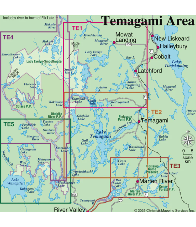 CHRISMAR MAPPING SERVICES ADVENTURE MAP - TEMAGAMI 5 - CHINGIUCHI WATERWAY PARK & AREA