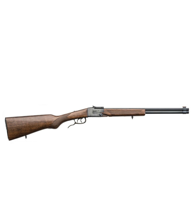 CHIAPPA DOUBLE BADGER OVER/UNDER FOLDING SHOTGUN/RIFLE (SINGLE SHOT) 22LR/.410 BORE - CHECKERED BEECH STOCK - 19" BARREL