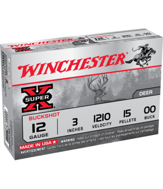 WINCHESTER WINCHESTER 12 GAUGE (3.00") #00 BUCK - DEER - SUPER X (5 SHOTSHELLS)