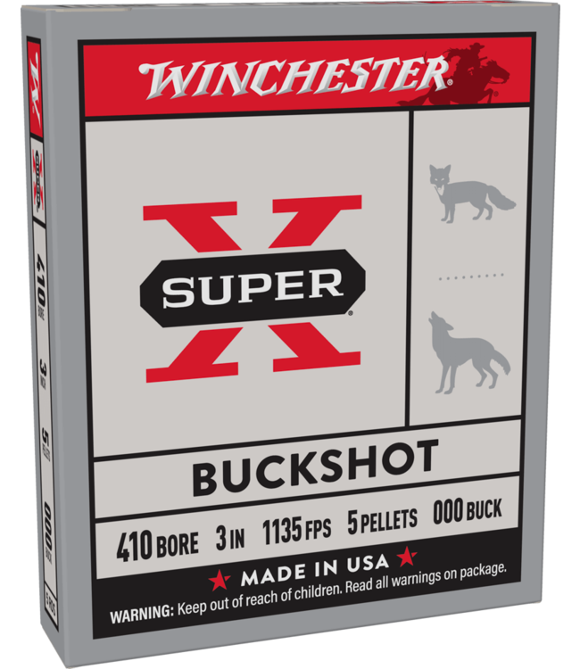 WINCHESTER .410 BORE 3" #000 BUCK SUPER X (5 SHOTSHELLS)
