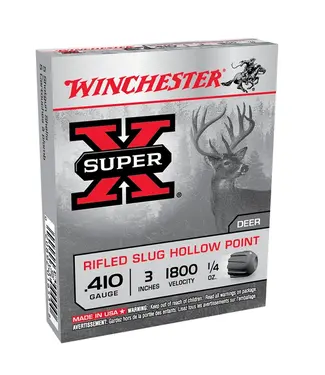 WINCHESTER WINCHESTER .410 BORE 3" RIFLED SLUG 1/4 OZ SUPER X (5 SHOTSHELLS)