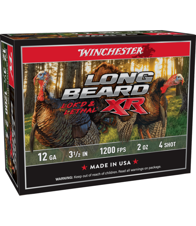 WINCHESTER 12-GAUGE - 3.50" - #4 SHOT (MAGNUM) - LONG BEAR XR SHOT-LOK - TURKEY (10 SHOTSHELLS)