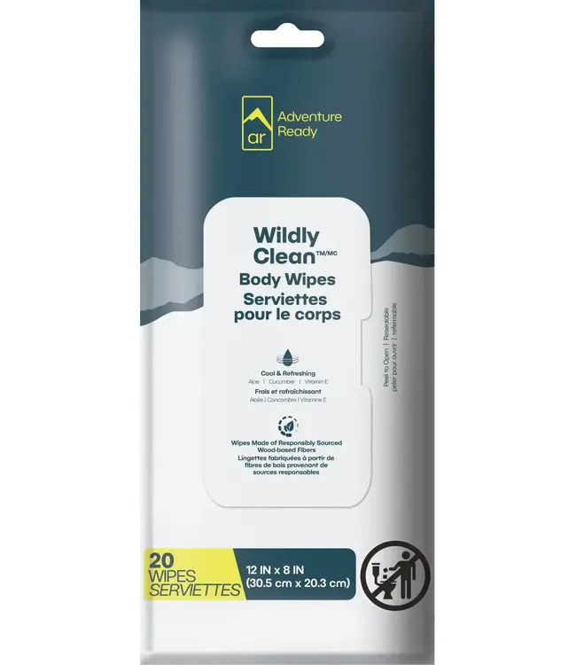 ADVENTURE READY WILDLY CLEAN BODY WIPES (20 PACK)