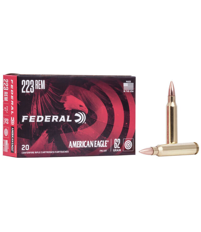 FEDERAL .223 REM - 62GR (FMJ) - AMERICAN EAGLE (20 CARTRIDGES)
