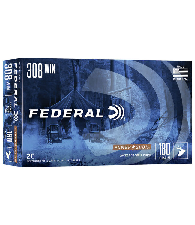 FEDERAL .308 WIN - 180GR (JSP) - POWER-SHOK (20 CARTRIDGES)
