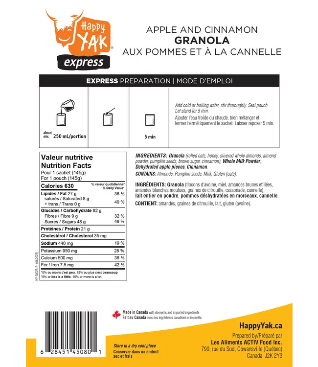 HAPPY YAK APPLE AND CINNAMON GRANOLA