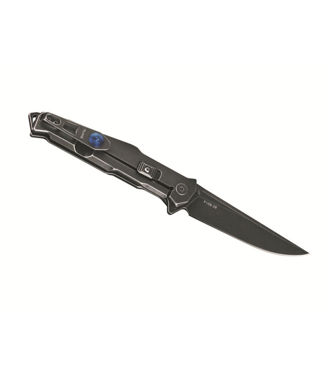RUIKE P108-SB KNIFE- STAINLESS STEEL HANDLE, FLIPPER, SAFETY LOCK