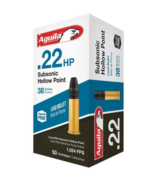AGUILA .22 LR SUBSONIC HOLLOW POINT 38 GR - 50 ROUNDS