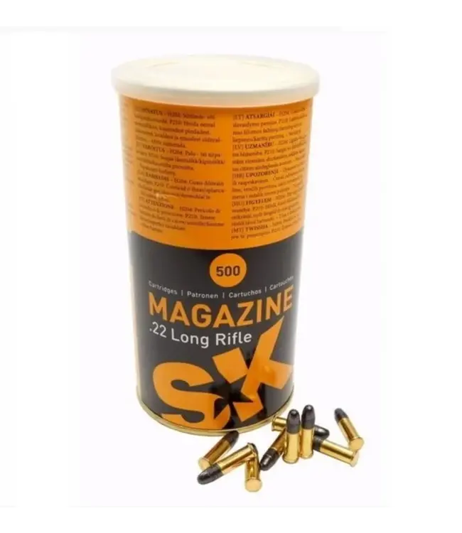 LAPUA SK MAGAZINE AMMUNITION - .22LR, 40GR, LRN, CAN OF 500