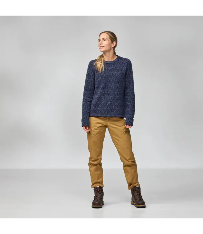 WOMEN'S FJALLRAVEN SNOW ROUND NECK SWEATER
