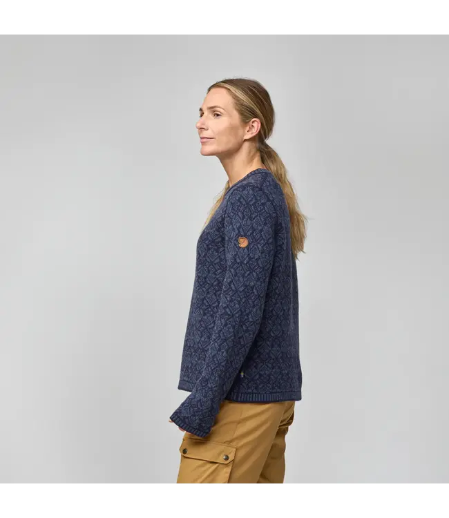 WOMEN'S FJALLRAVEN SNOW ROUND NECK SWEATER