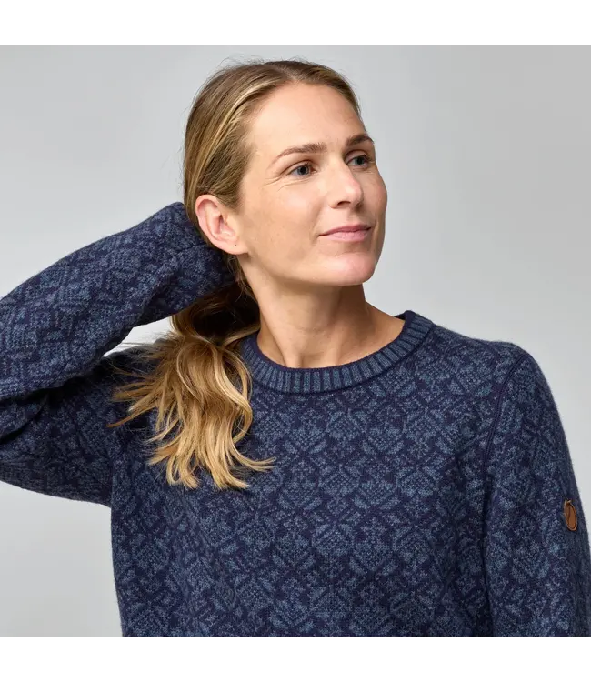 WOMEN'S FJALLRAVEN SNOW ROUND NECK SWEATER
