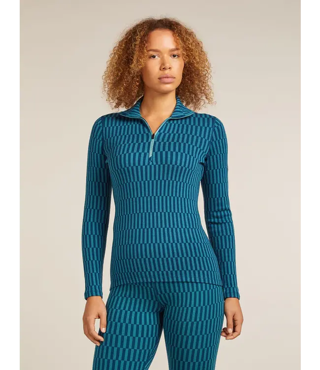 WOMEN'S ICEBREAKER ICEBREAKER MERINO 260 TECH VERTEX LONG SLEEVE HALF ZIP SNOW GRID THERMAL TOP