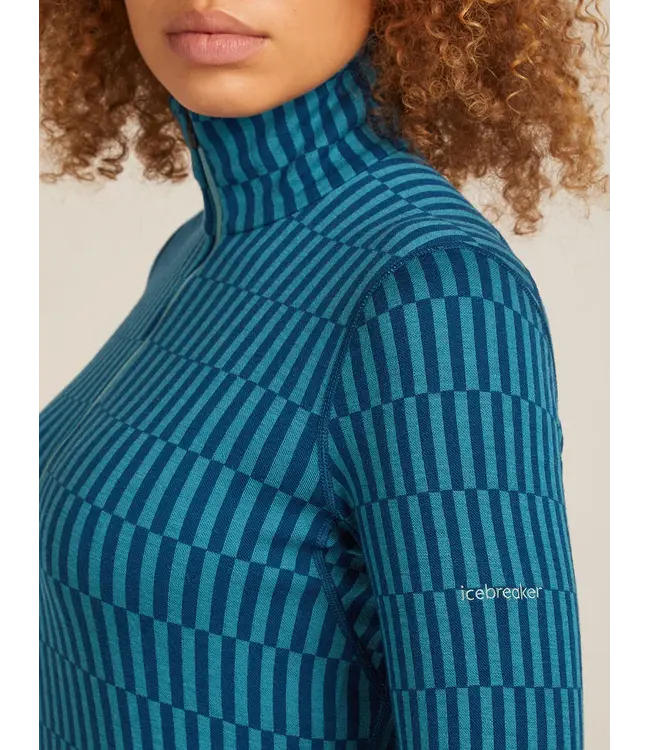 WOMEN'S ICEBREAKER ICEBREAKER MERINO 260 TECH VERTEX LONG SLEEVE HALF ZIP SNOW GRID THERMAL TOP