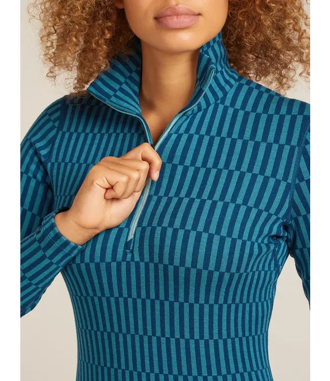 WOMEN'S ICEBREAKER ICEBREAKER MERINO 260 TECH VERTEX LONG SLEEVE HALF ZIP SNOW GRID THERMAL TOP