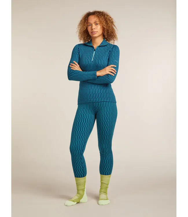 WOMEN'S ICEBREAKER ICEBREAKER MERINO 260 TECH VERTEX LONG SLEEVE HALF ZIP SNOW GRID THERMAL TOP