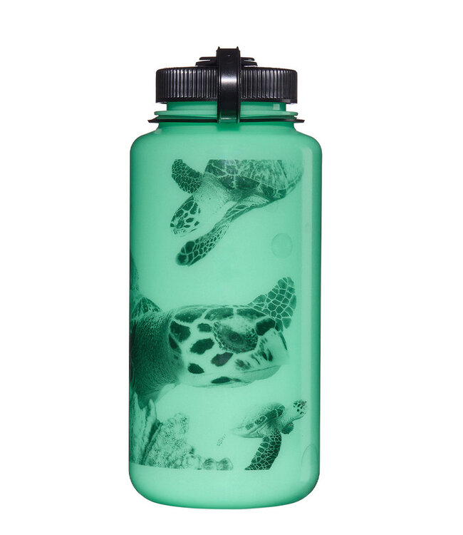 NALGENE WIDE MOUTH SUSTAIN BOTTLE GLOW WYLD w TURTLE 32 OZ