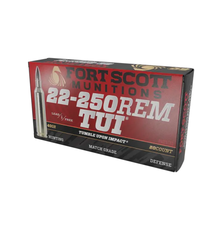 FORT SCOTT MUNITION 22-250 TUI- 40GR SOLID COPPER AMMUNITION (20 ROUNDS)