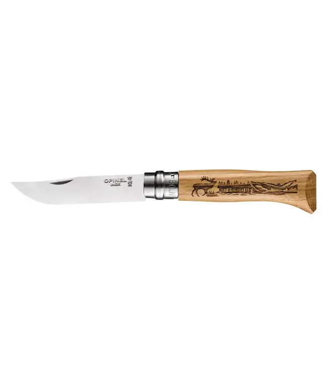 OPINEL NO 8 ANIMALIA KNIFE- ELK ENGRAVING