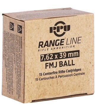 PRVI PVRI RIFLE 7.62X39 RANGE FMJ 123GR (BOX OF 15 CARTRIDGES)