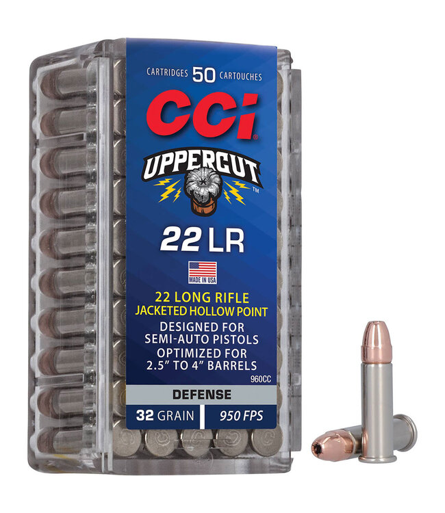 CCI .22LR UPPERCUT 32GR PLATED HP (50 CARTRIDGES)