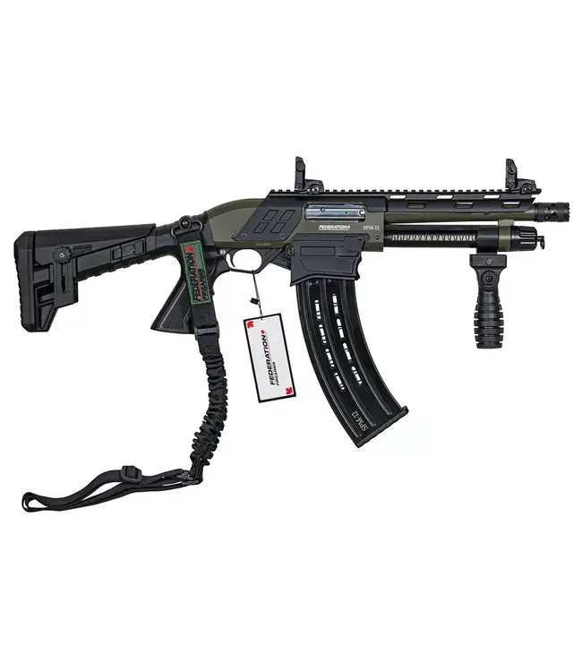 FEDERATION ARMS SPM-12 SHORTY PUMP-ACTION SHOTGUN (10 ROUND) 12 GAUGE - OD GREEN STOCK - 9" BARREL