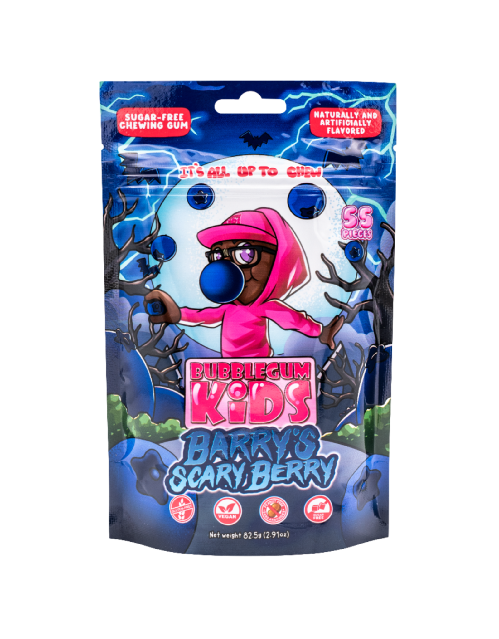 Bubblegum Kids Sugar Free Chewing Gum Barry's Scary Berry