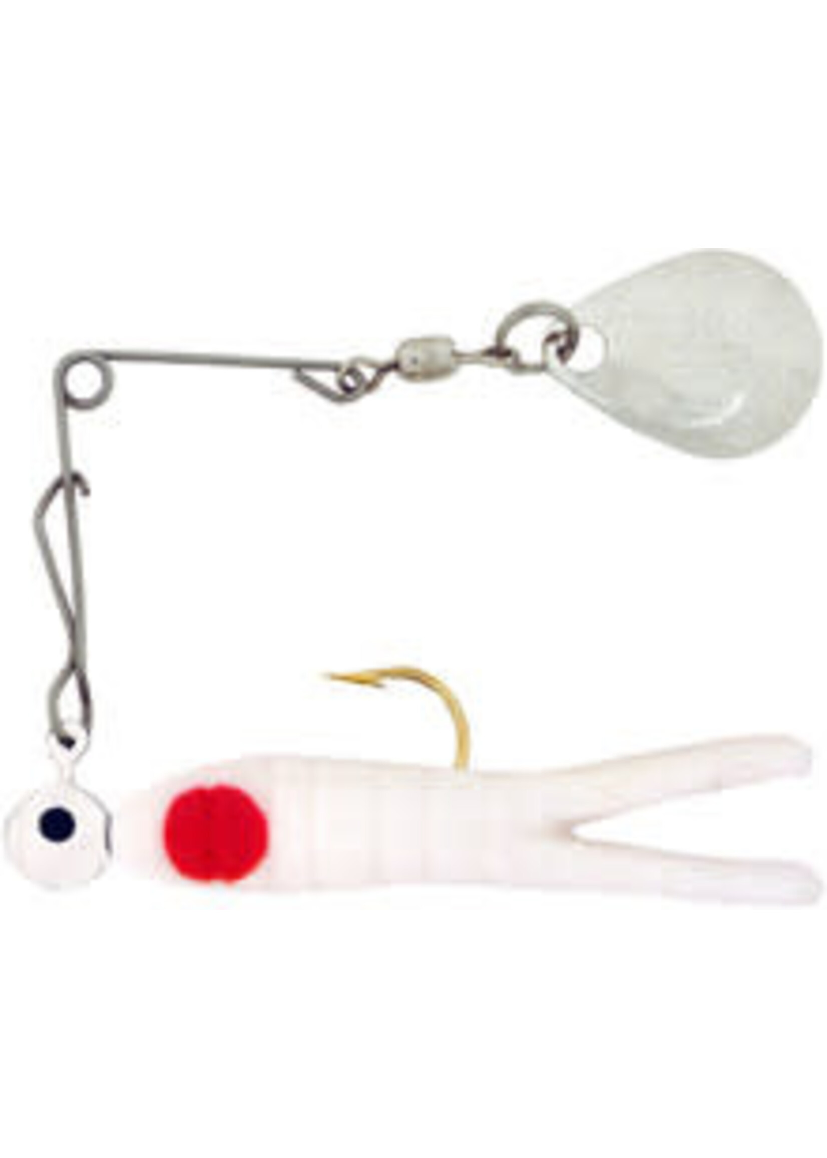 H&H CSS-13N Cajun Super Spin, 1/8 oz, White/Red Dot, Nickel