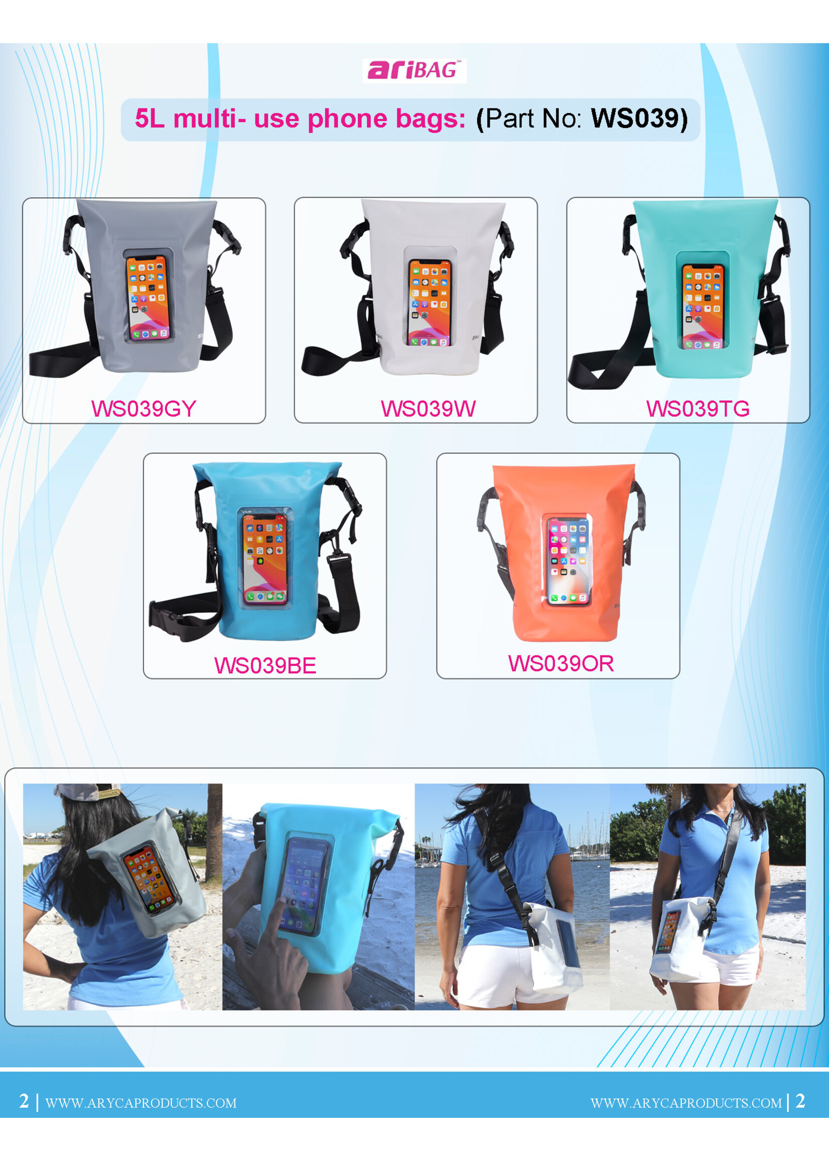AriBAG Aribag 2L Phone Tote Bag Orange w/ White