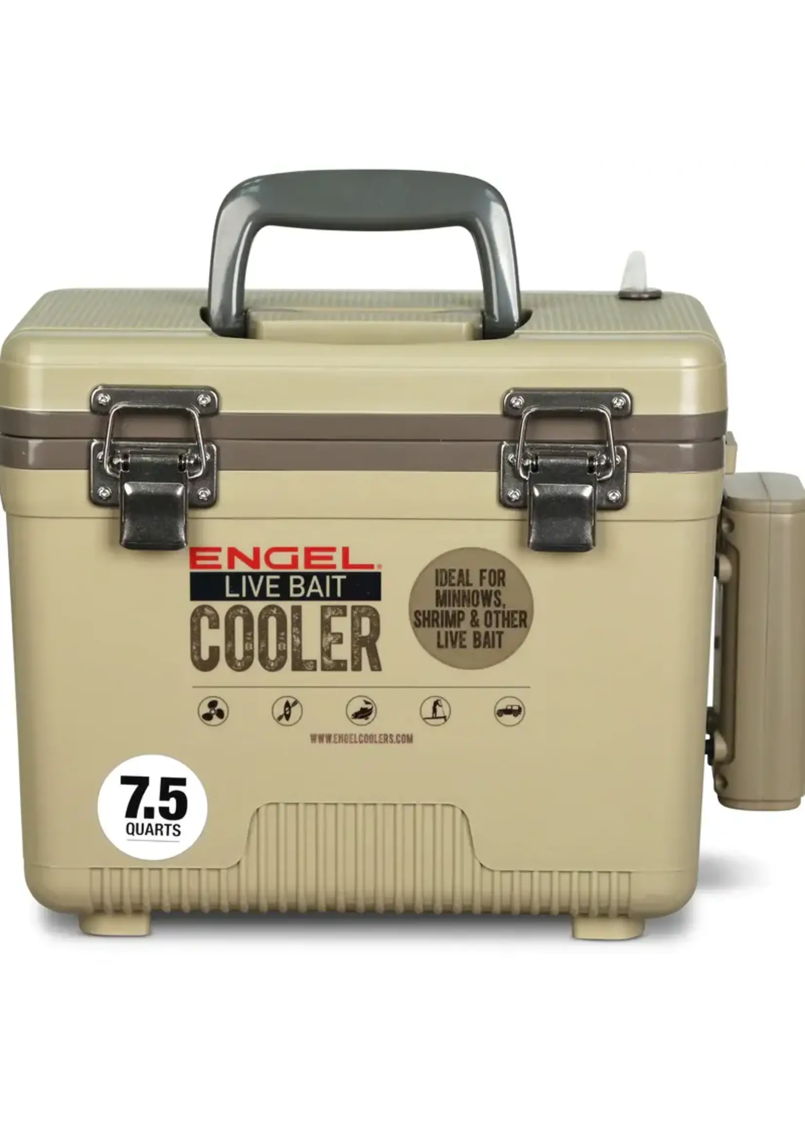Engel 7.5 Live Bait Pro Cooler with AP3 Aerator - Tan Engel 7.5 Live Bait Pro Cooler with AP3 Aerator - Tan
