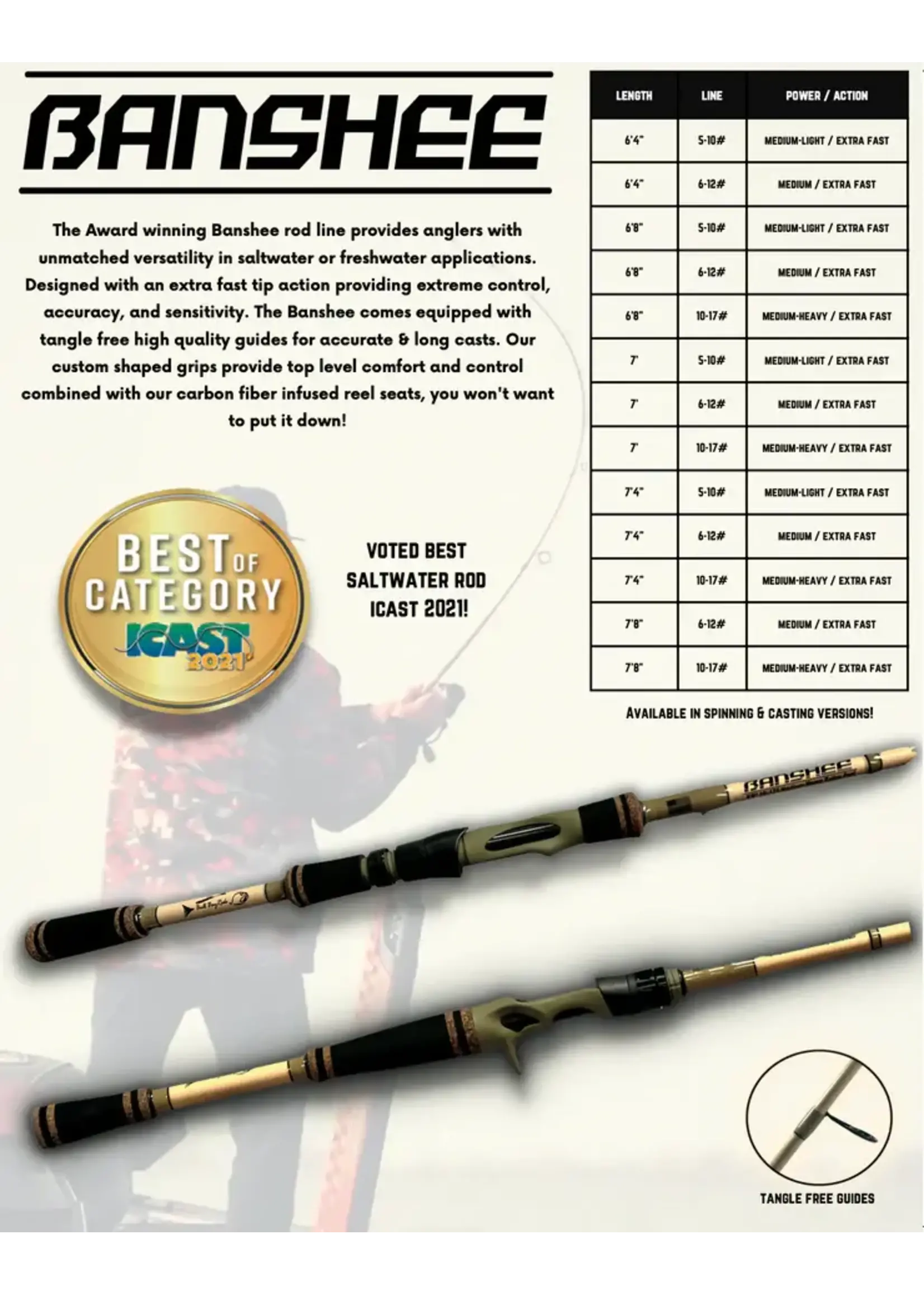 Bull Bay Bull Bay - Banshee  7' 10-17#  MH Ex F Baitcasting Rod