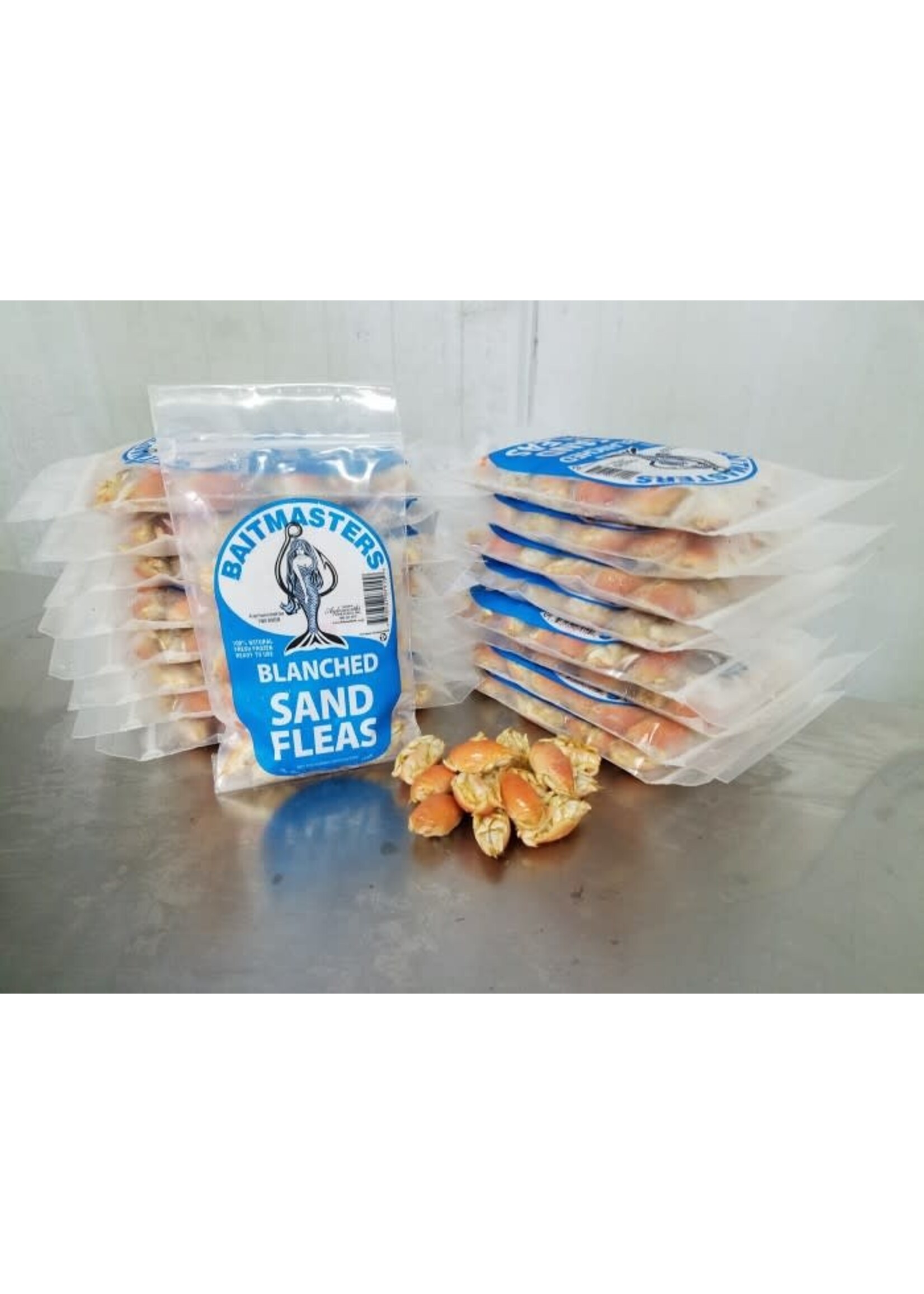 Baitmasters FULL CASE - Frozen Sandfleas 2oz Bag - BLANCHED - 50 Bags